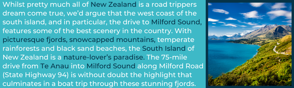 milford sound road trip new zealand south island
